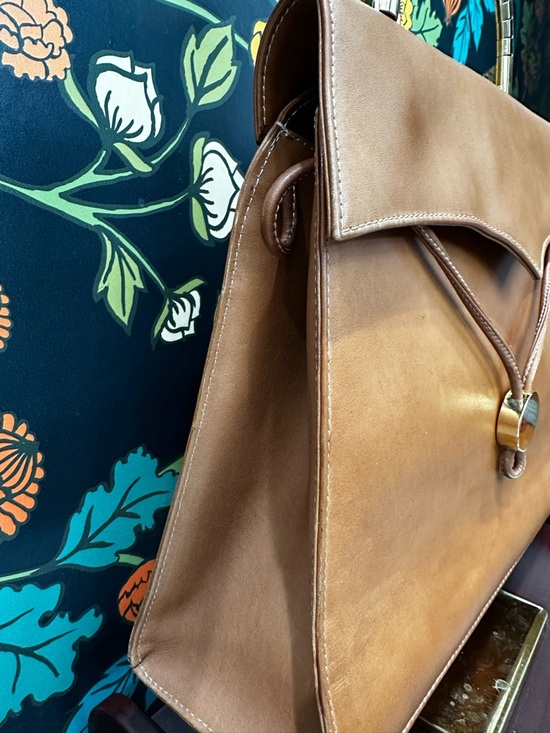 Vintage Bally Cognac Leather Top Handle, Sculptural Metal Handle – Made in Spain - Picture 9 of 15